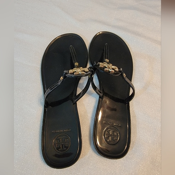 TORY BURCH BLACK MINI MILLER JELLY THONG SANDALS - Picture 7 of 12